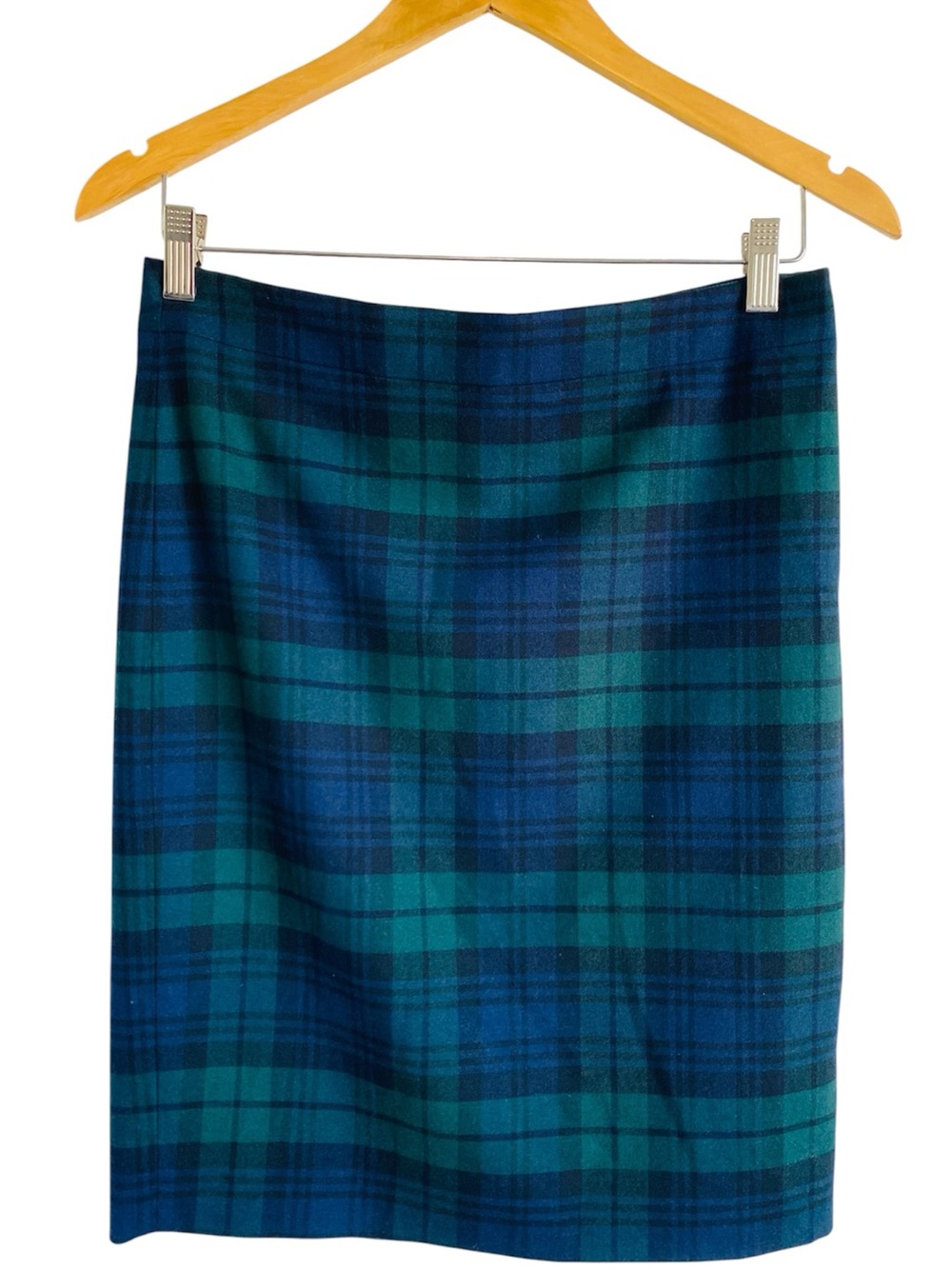 J Crew Blackwatch Plaid Pencil Skirt Sz 4 Wool Blend Preppy Dark academia Office